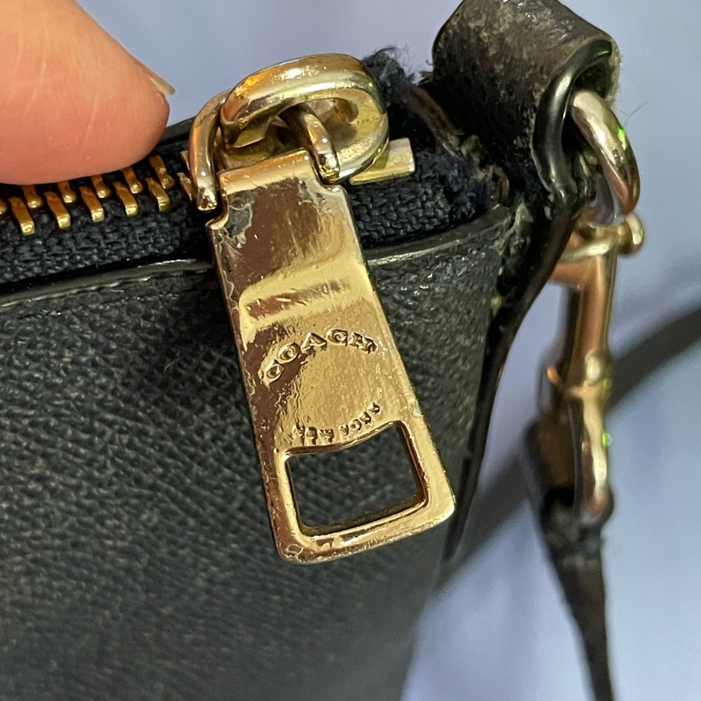 Coach Kitt Messenger Leather Crossbody Bag purse light Black adjustable strap - Picture 7 of 16